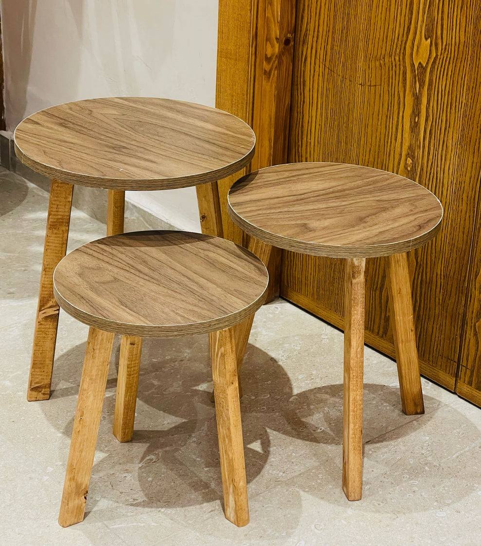 Set de 3 Tables d’Appoint Modernes – Finition Bois & Effet Marbre