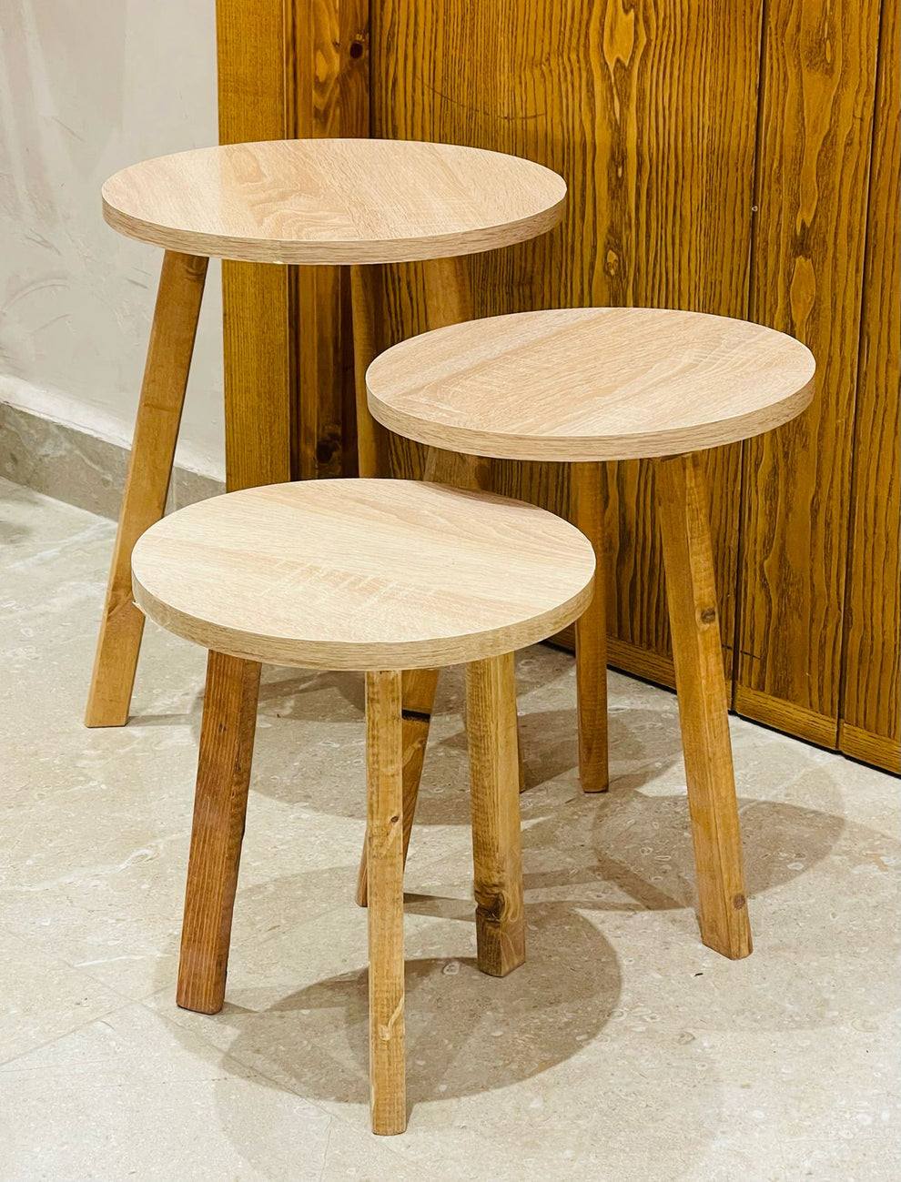 Set de 3 Tables d’Appoint Modernes – Finition Bois & Effet Marbre