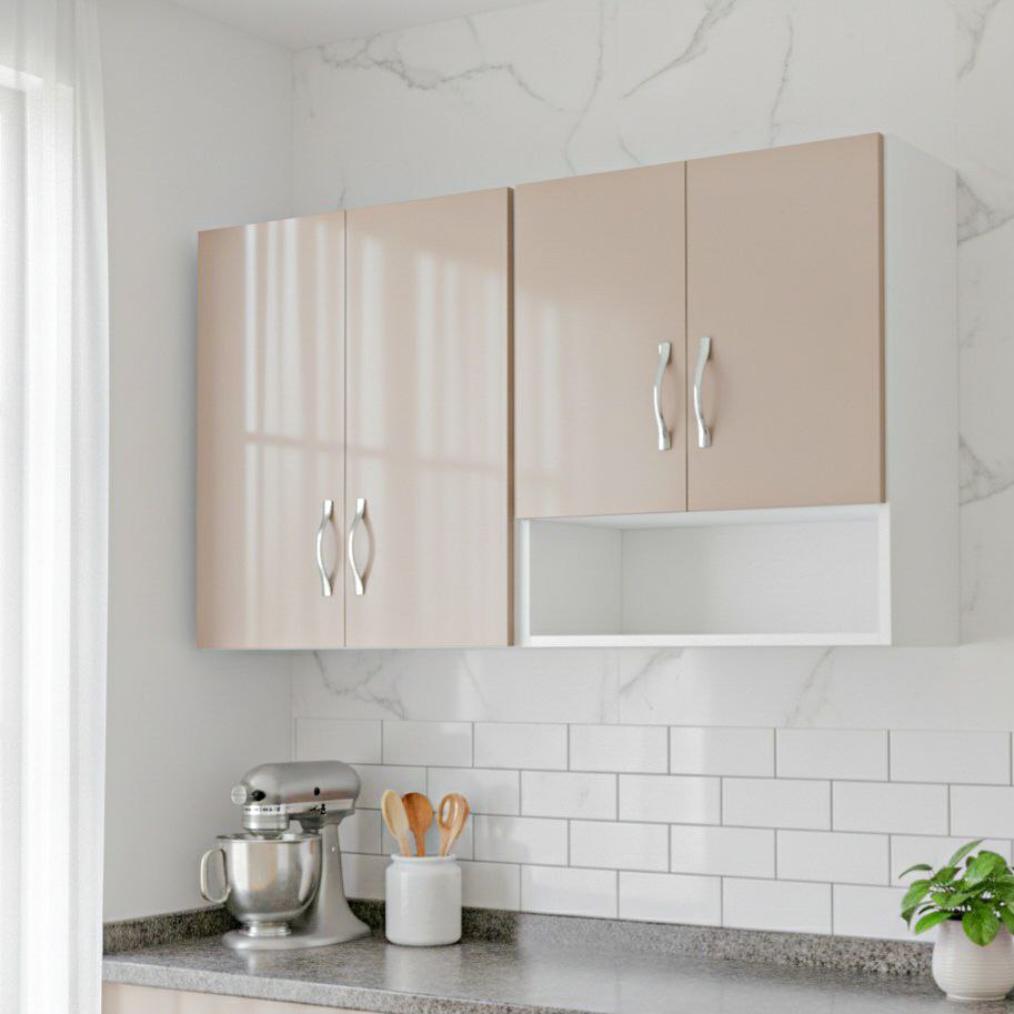 Placard mural de cuisine Beige Brillant – Design Moderne et Élégant